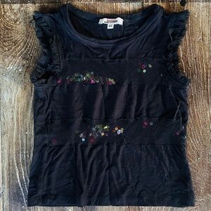 Junior Gaultier Black Mesh Sequin Detail Top – Size 6A